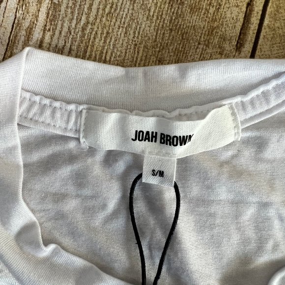 NWT Joah Brown Boyfriend Tee T-Shirt in White Size S/M - Picture 4 of 4